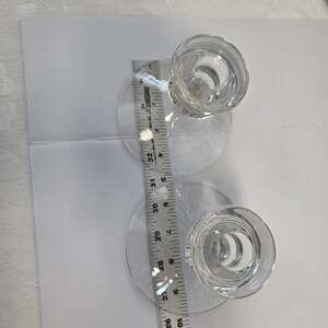 Clear Glass Candlestick Holders Pair Low Wide Base Taper Candle Holders Vintage